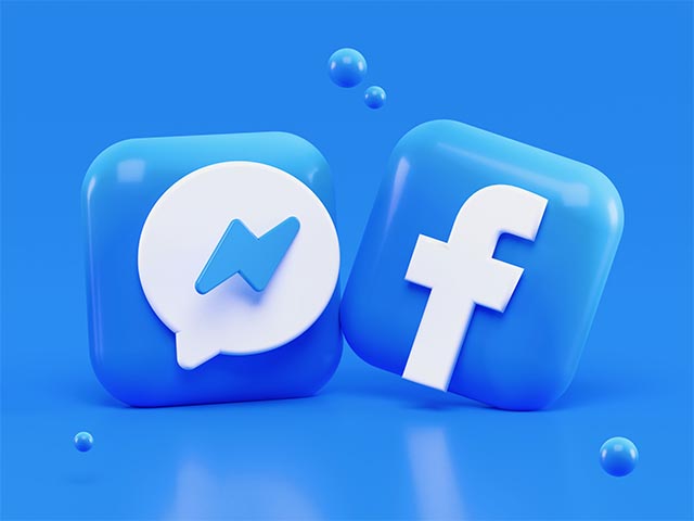 Facebook and Messenger logos in 3d