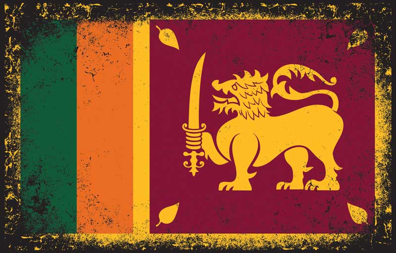 Sri Lankan flag with grungy edges
