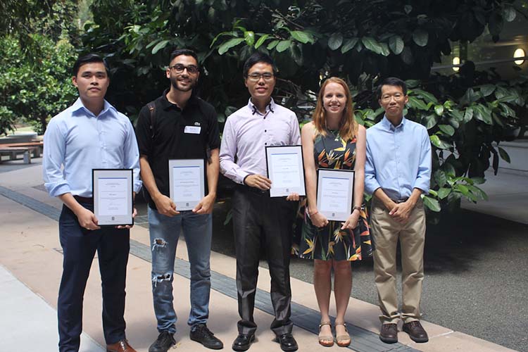  Mike Nguyen, Karim Moummar-Rodriguez, Shunji Mei, Ellen Wood and Deputy Head of School, Professor KK Tang. Absent was Sophie Byth.