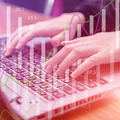 analysing data on a laptop