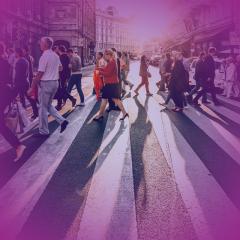 People crossing a city street