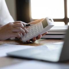 Accountant calculating taxes